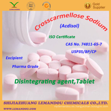 Crosscarmellose Sodium, Certificado ISO, No. CAS 74811-65-7